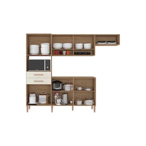 Cozinha Compacta Atualle Fortaleza 187cm 7 Portas 2 Gavetas MDP - Canelato 3D/Off White - 2