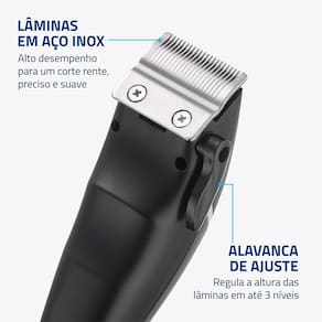Máquina de Cortar Cabelo Mondial CR-11 Sem Fio Painel Digital 140min 4 Pentes Inox Bivolt - 3