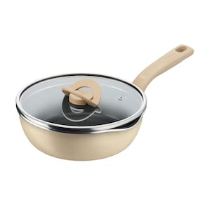 Panela Wok Tefal One Pick Pot 22cm Alumínio Antiaderente Indução Tampa Vidro Vanila