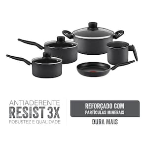 Jogo de Panelas Rochedo Robusta 5 Peças Antiaderente Resist 3X Tampa Vidro Grafite - 2