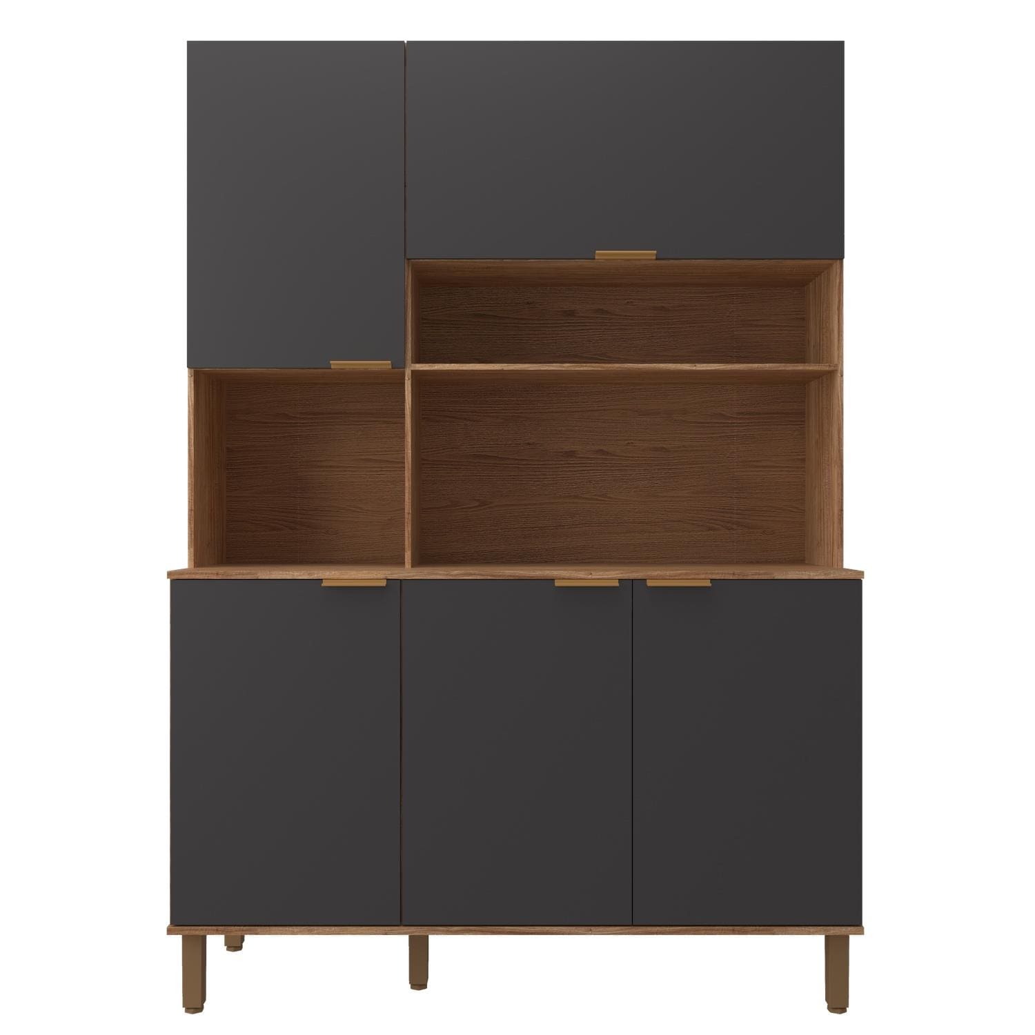 Cozinha Compacta Bartira Topázio 153,1cm 5 Portas 3 Prateleiras Damasco e Grafite - 1