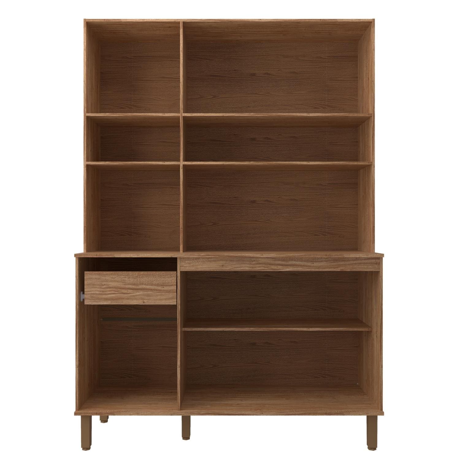 Cozinha Compacta Bartira Topázio 153,1cm 5 Portas 3 Prateleiras Damasco e Grafite - 3