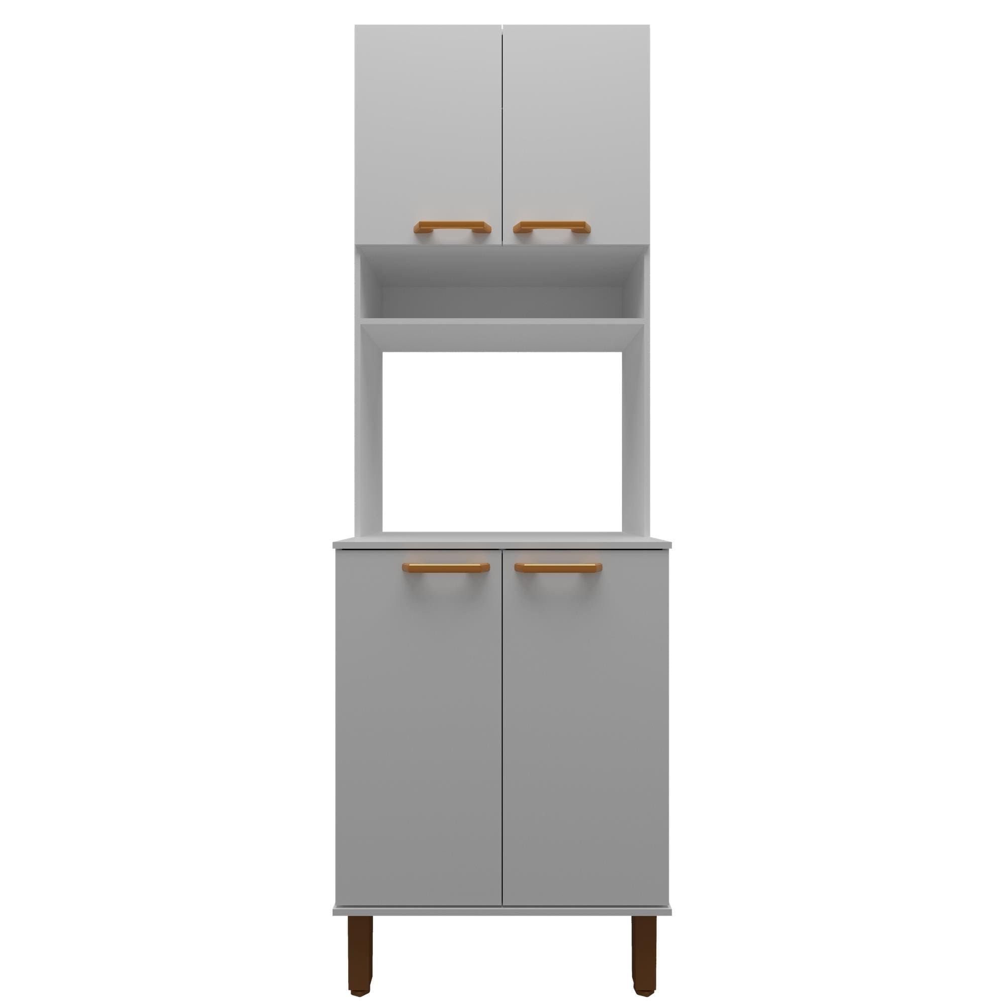 Armário de Cozinha Multiuso Bartira Ágata 60cm 4 Portas 1 Nicho 1 Prateleira - Branco - 1