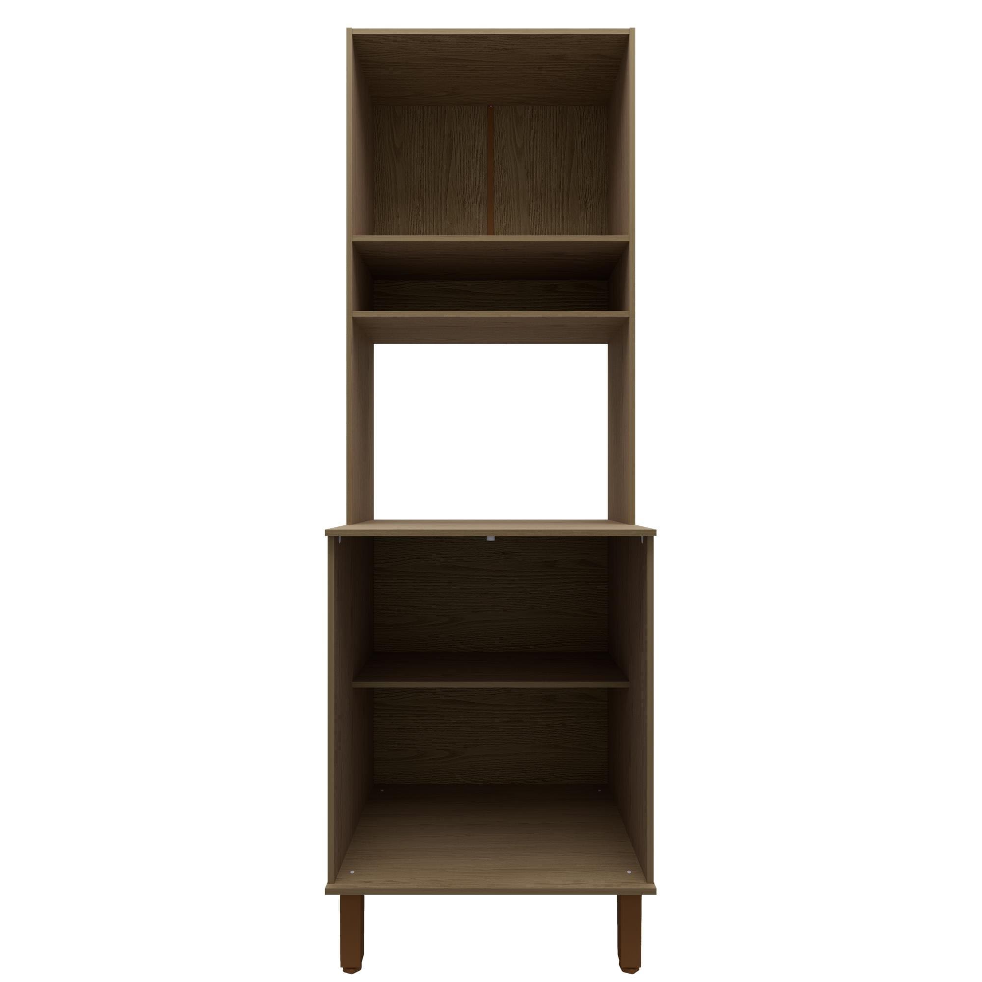 Armário de Cozinha Multiuso Bartira Ágata 60cm 4 Portas 1 Nicho 1 Prateleira - Avelã / Grafite - 3