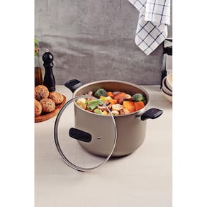 Caldeirão Tramontina Milazzo 26cm Alumínio Antiaderente Starflon Max Soft-touch Amêndoa - 3