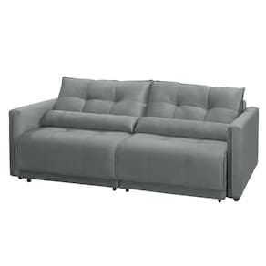 Sofá-Cama RBF Móveis Ibiza 3 Lugares 212cm Reclinável com Rodízios - Cinza - 1