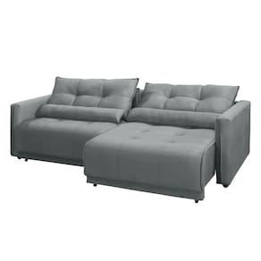 Sofá-Cama RBF Móveis Ibiza 3 Lugares 212cm Reclinável com Rodízios - Cinza - 3