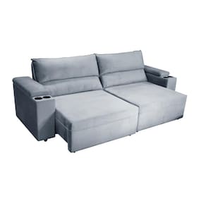 Sofá RBF Móveis Acapulco 4 Lugares Bipartido Retrátil Reclinável - Cinza - 2