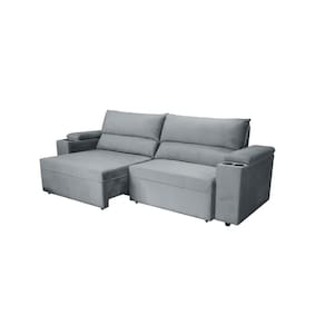 Sofá RBF Móveis Acapulco 4 Lugares Bipartido Retrátil Reclinável - Cinza - 3