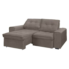 Sofá RBF Móveis Cedro 3 Lugares 192cm Retrátil Reclinável com Rodízios - Capuccino - 2