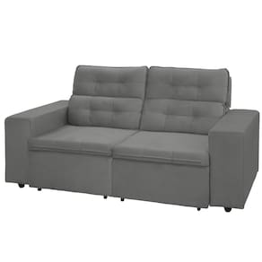 Sofá RBF Móveis Berlin 3 Lugares 202cm Retrátil Reclinável com Rodízios - Cinza - 1