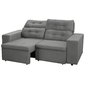 Sofá RBF Móveis Berlin 3 Lugares 202cm Retrátil Reclinável com Rodízios - Cinza - 2