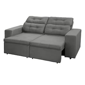 Sofá RBF Móveis Berlin 3 Lugares 202cm Retrátil Reclinável com Rodízios - Cinza - 3