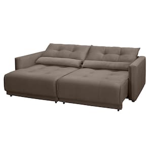 Sofá-Cama RBF Móveis Ibiza 3 Lugares 212cm Reclinável com Rodízios - Capuccino - 3