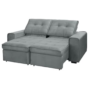 Sofá RBF Móveis Cedro 4 Lugares 242cm Bipartido Retrátil Reclinável - Cinza - 3