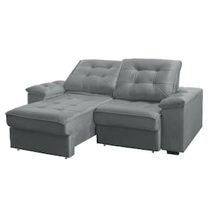 Sofá RBF Móveis Ypê 3 Lugares 212cm Retrátil Reclinável com Molas Ensacadas - Cinza - 2