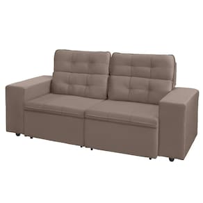 Sofá RBF Móveis Berlin 3 Lugares 202cm Retrátil Reclinável com Rodízios - Capuccino - 1