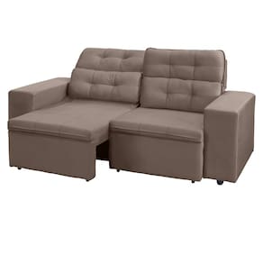 Sofá RBF Móveis Berlin 3 Lugares 202cm Retrátil Reclinável com Rodízios - Capuccino - 2