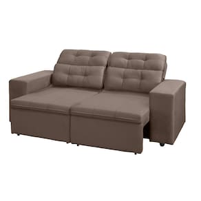 Sofá RBF Móveis Berlin 3 Lugares 202cm Retrátil Reclinável com Rodízios - Capuccino - 3