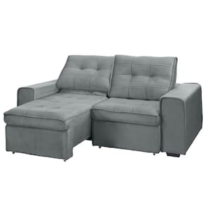 Sofá RBF Móveis Cedro 3 Lugares 212cm Retrátil Reclinável - Cinza - 2
