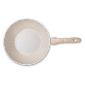 Panela Wok Brinox Sirius Antiaderente Mineral Resist 3,4L 28cm Tampa de Vidro Vanilla - 3