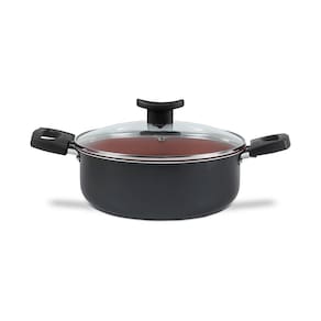 Caçarola Brinox Topázio 22cm 3,45L Antiaderente Pro-Flon Tampa Vidro Cinza Range - 1