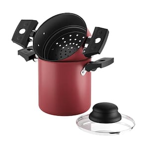 Cuscuzeira Brinox Especiarias Antiaderente Pro-Flon 800ml 10cm Tampa Vidro - Vermelha - 1