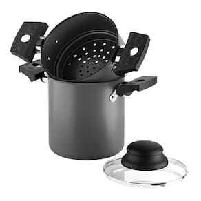 Cuscuzeira Brinox Especiarias Antiaderente Pro-Flon 800ml 10cm Tampa Vidro - Grafite - 1