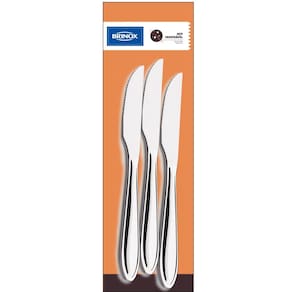 Conjunto de Facas de Churrasco Brinox Lyon Aço Inox 3 Peças Aço Inox Polido com Friso
