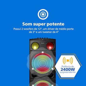 Caixa de Som Philips Party Speaker TAX5509 2400W Bluetooth Luzes LED Preta - 3