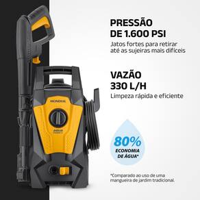 Lavadora Alta Pressão Mondial Power I 1400W 1600PSI Mangueira 3m Cinza Amarela - 110V - 2