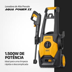 Lavadora Alta Pressão Mondial Power II 1500W 1800 PSI 330L/h Mangueira 5m Alça Amarela e Cinza - 110V - 1