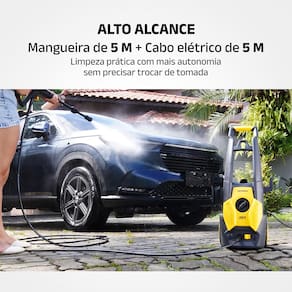 Lavadora Alta Pressão Mondial Power II 1500W 1800 PSI 330L/h Mangueira 5m Alça Amarela e Cinza - 110V - 3