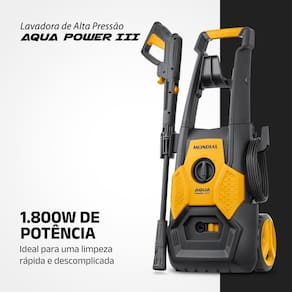 Lavadora Alta Pressão Mondial Power III 1800W 2000 PSI 360L/h Mangueira 5m Detergente Amarela e Cinza - 110V - 1