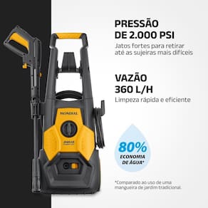Lavadora Alta Pressão Mondial Power III 1800W 2000 PSI 360L/h Mangueira 5m Detergente Amarela e Cinza - 220V - 2