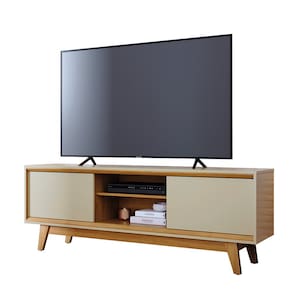 Estante Bancada Madetec Atlas 164cm Para TV até 65" 2 Portas Deslizantes - Cumaru/Opala - 3