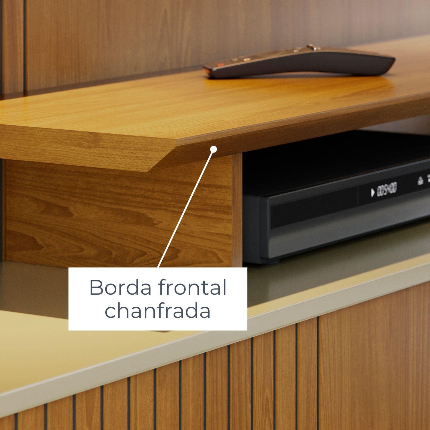 Estante Home Theater Madetec Ares 160cm Para TV até 65" Porta Deslizante - Cumaru/Opala - 3