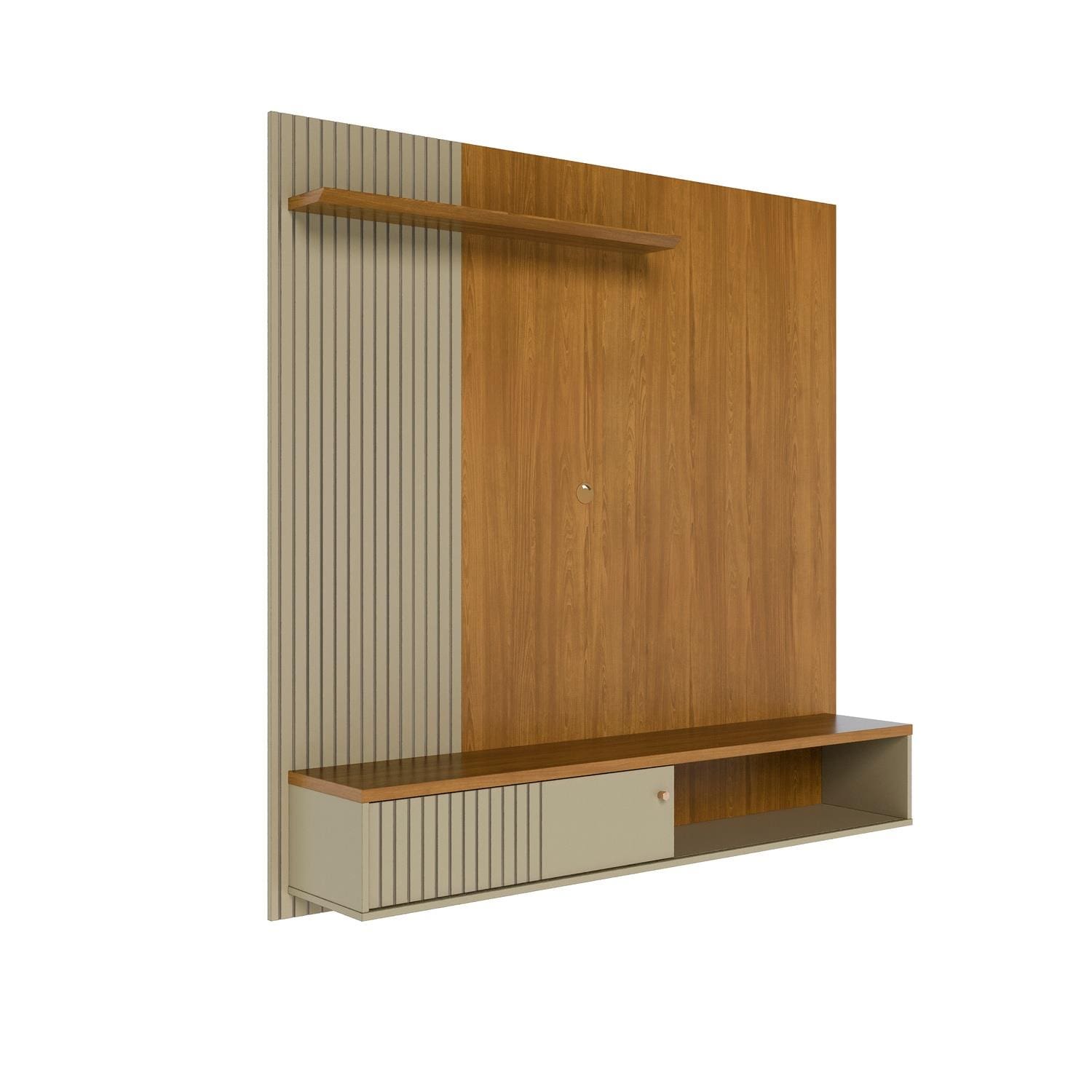 Painel Suspenso para TV Madetec Aurora 160cm Ripado Porta Deslizante - Cumaru/Opala - 2