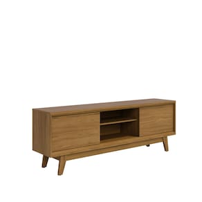 Estante Bancada Madetec Atlas 164cm Para TV até 65" 2 Portas Deslizantes - Cumaru - 1