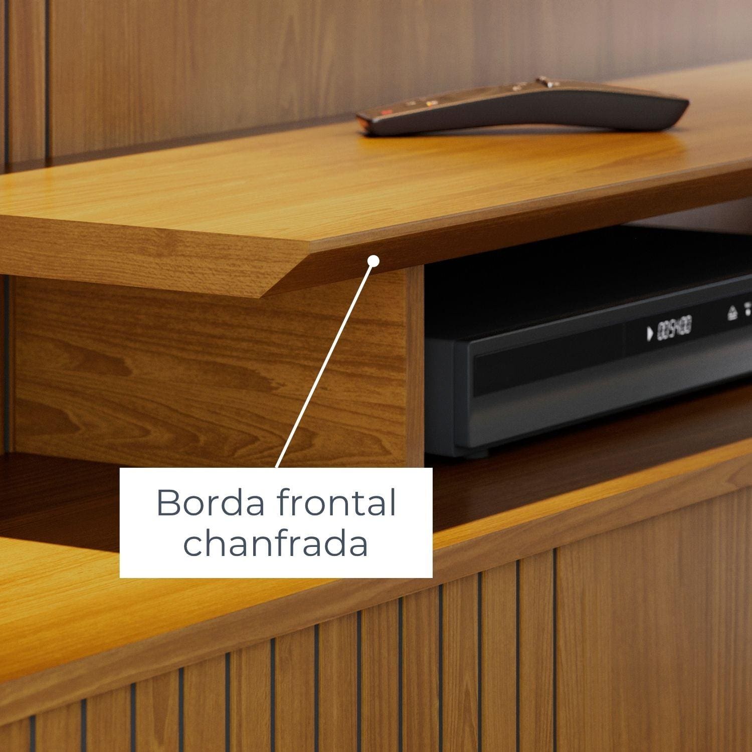 Estante Home Theater Madetec Ares 160cm Para TV até 65" Porta Deslizante - Cumaru - 3