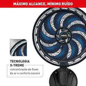Ventilador de Parede Arno X-TREME VE9P 40cm 160W 9 Pás Silencioso Preto e Azul - 220V - 2
