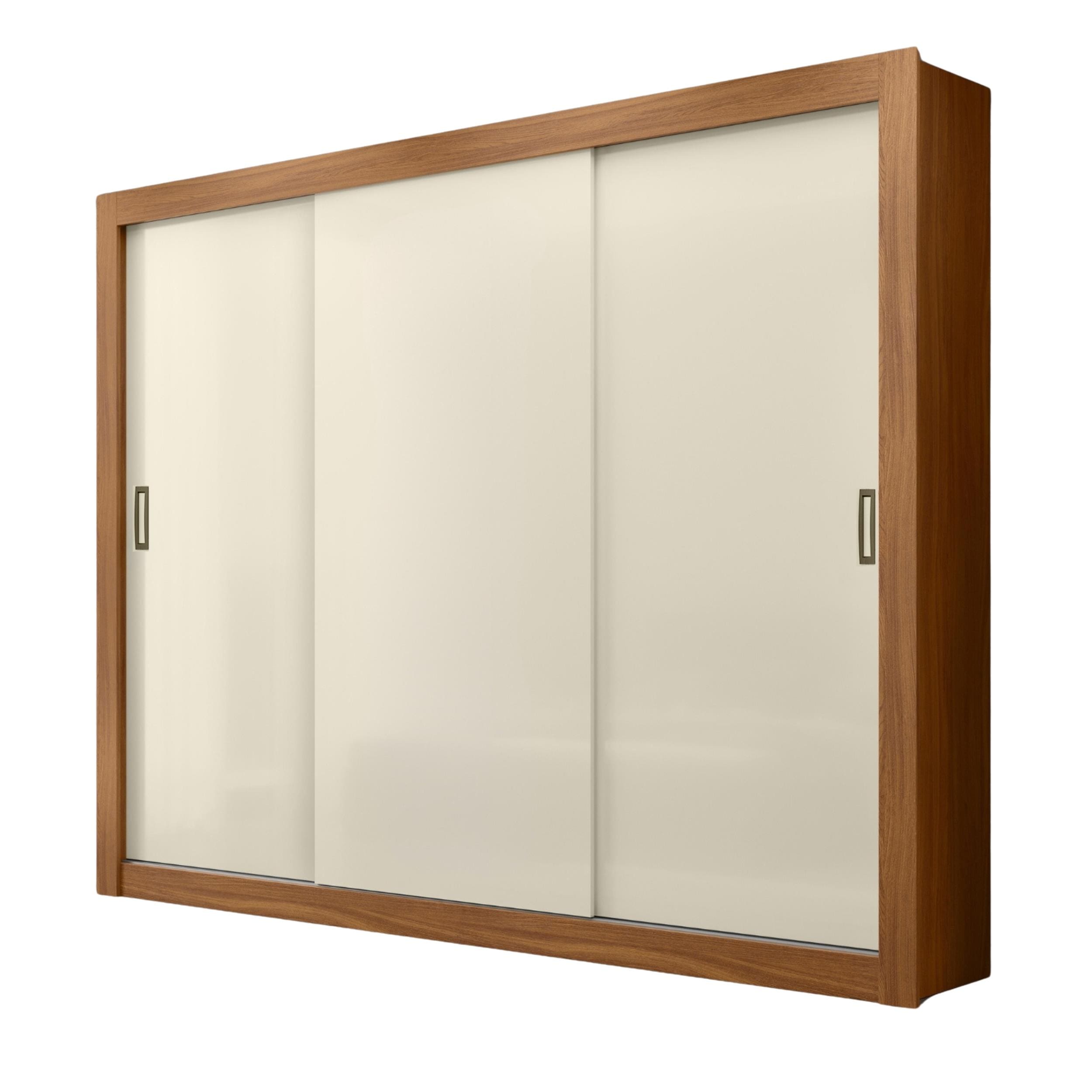 Guarda-Roupa Casal Maxel Móveis Residence 208x185cm 3 Portas de Correr 4 Gavetas - Cinamomo/Off White - 1