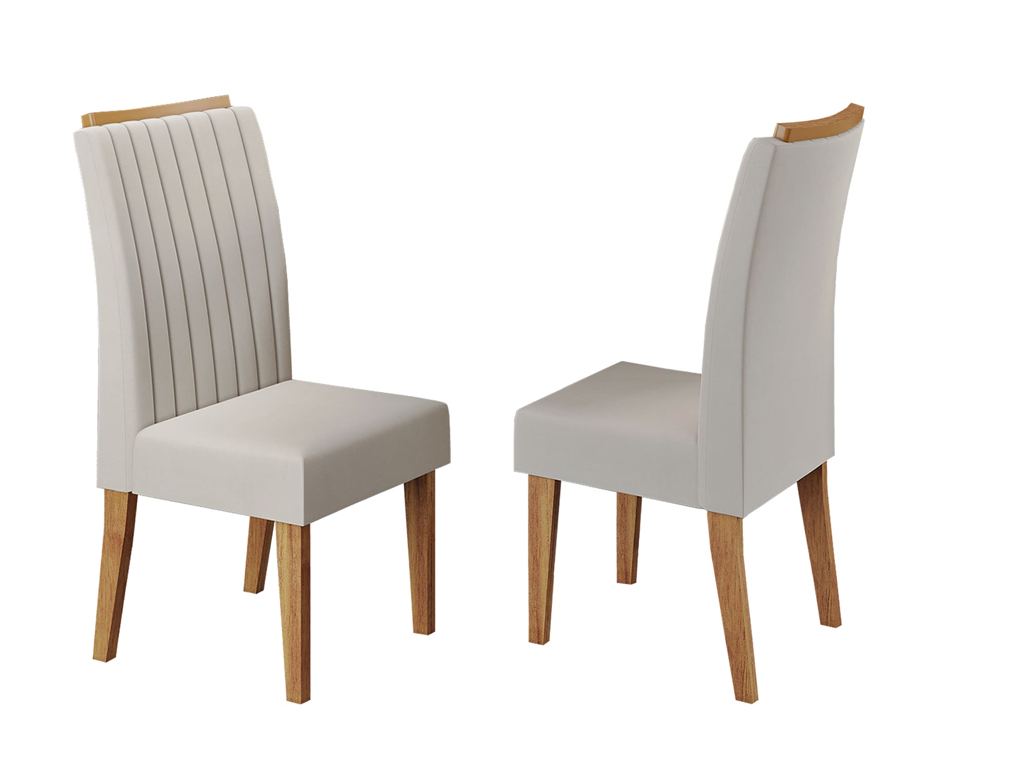 Conjunto Mesa de Jantar Viero Atlantis 200x90cm 8 Cadeiras Estofadas Tampo de Vidro Revestimento em Veludo - Mel/Off White - 3