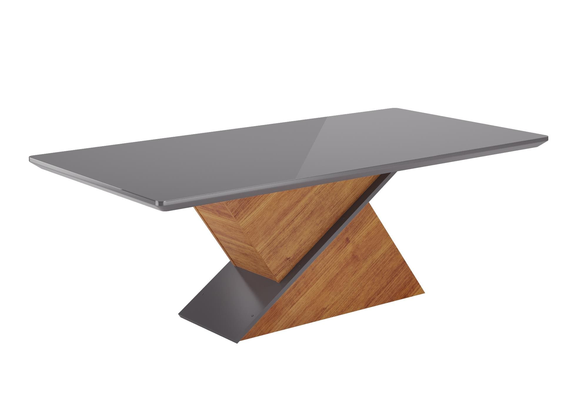 Conjunto Mesa de Jantar Viero Atlantis 200x90cm 8 Cadeiras Estofadas Tampo de Vidro Revestimento em Veludo - Mel/Grafite - 2