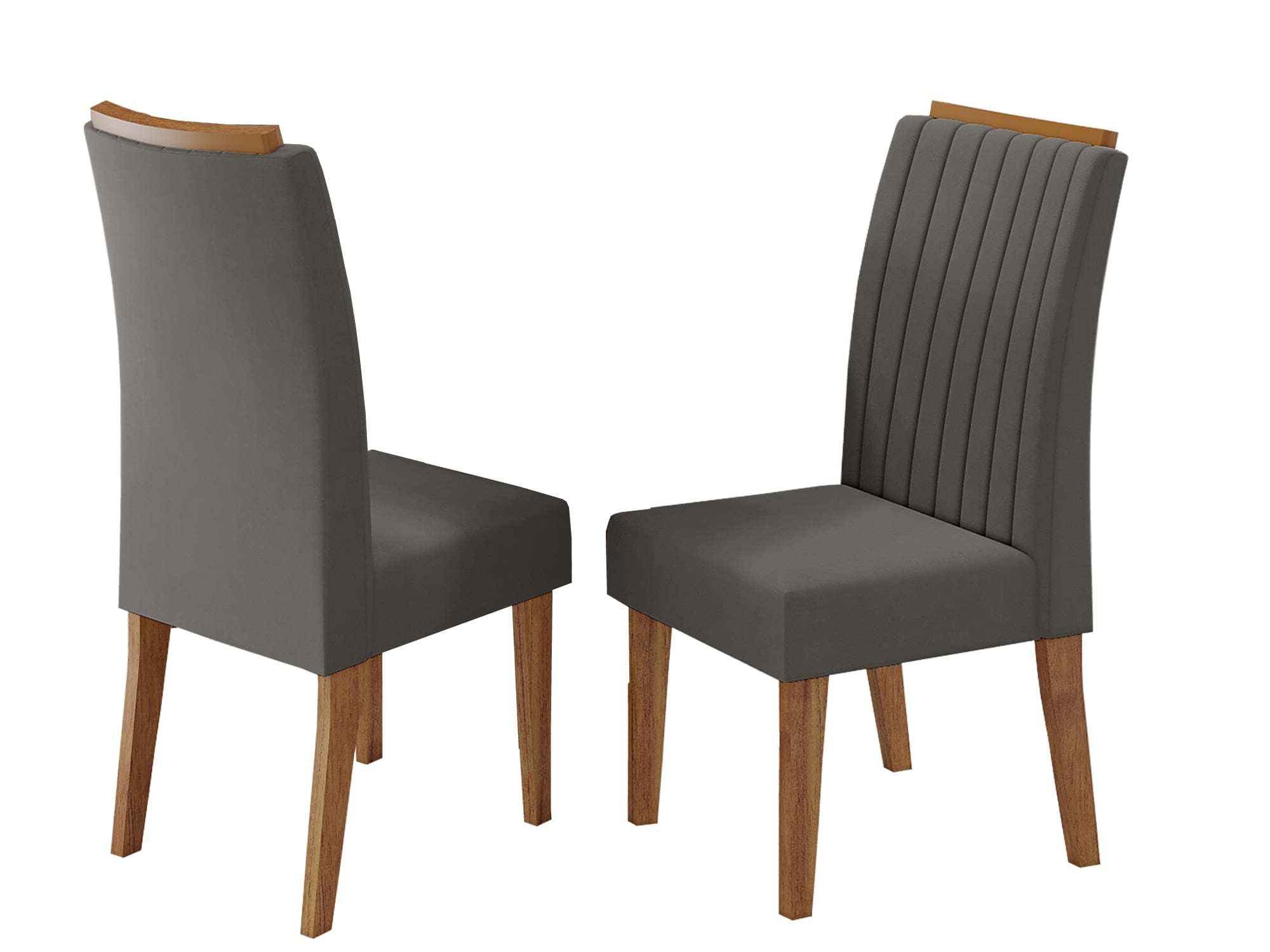 Conjunto Mesa de Jantar Viero Atlantis 200x90cm 8 Cadeiras Estofadas Tampo de Vidro Revestimento em Veludo - Mel/Grafite - 3