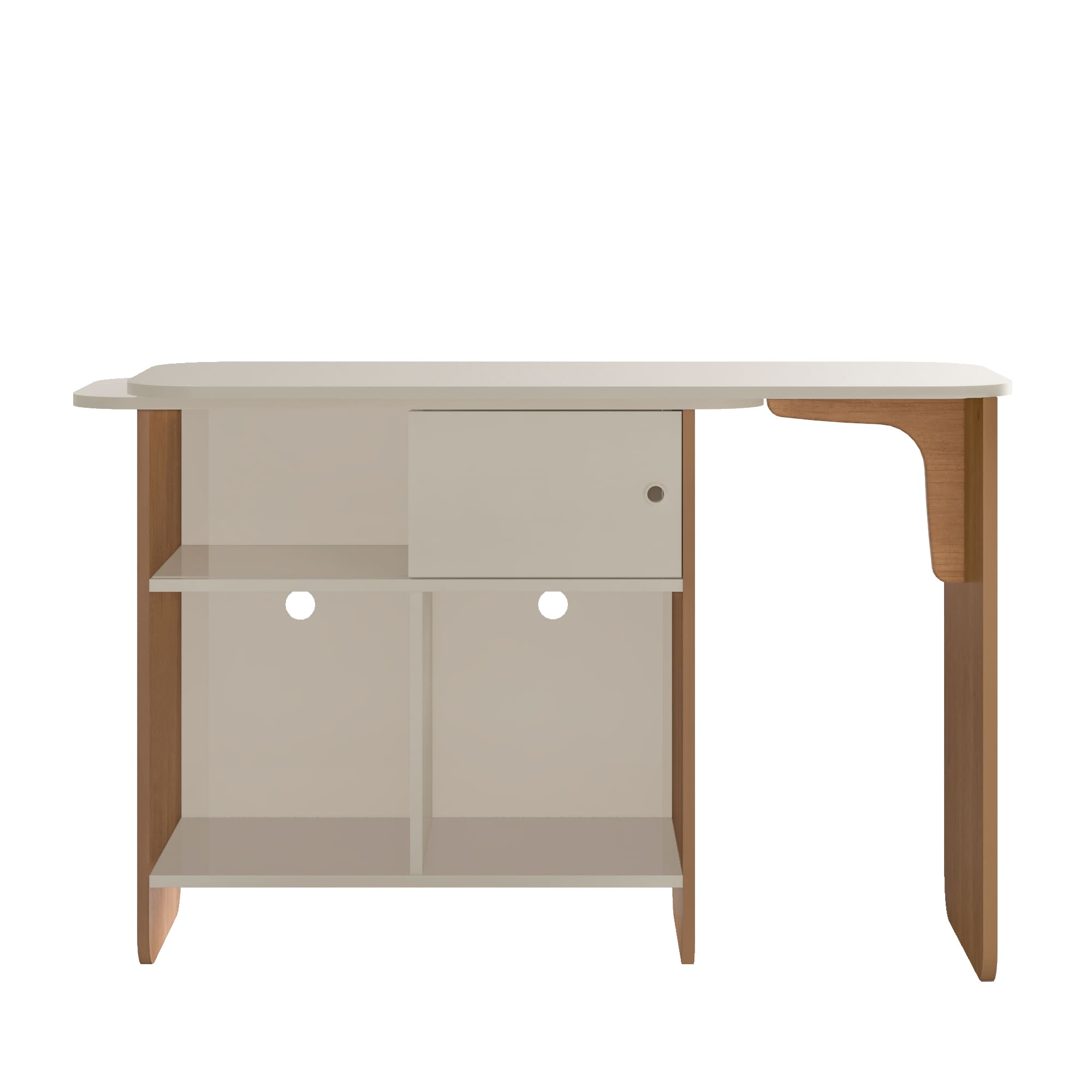 Escrivaninha Artely Nomad Tampo Rotativo Porta de Correr 4 Nichos Off White Cinamomo - 3