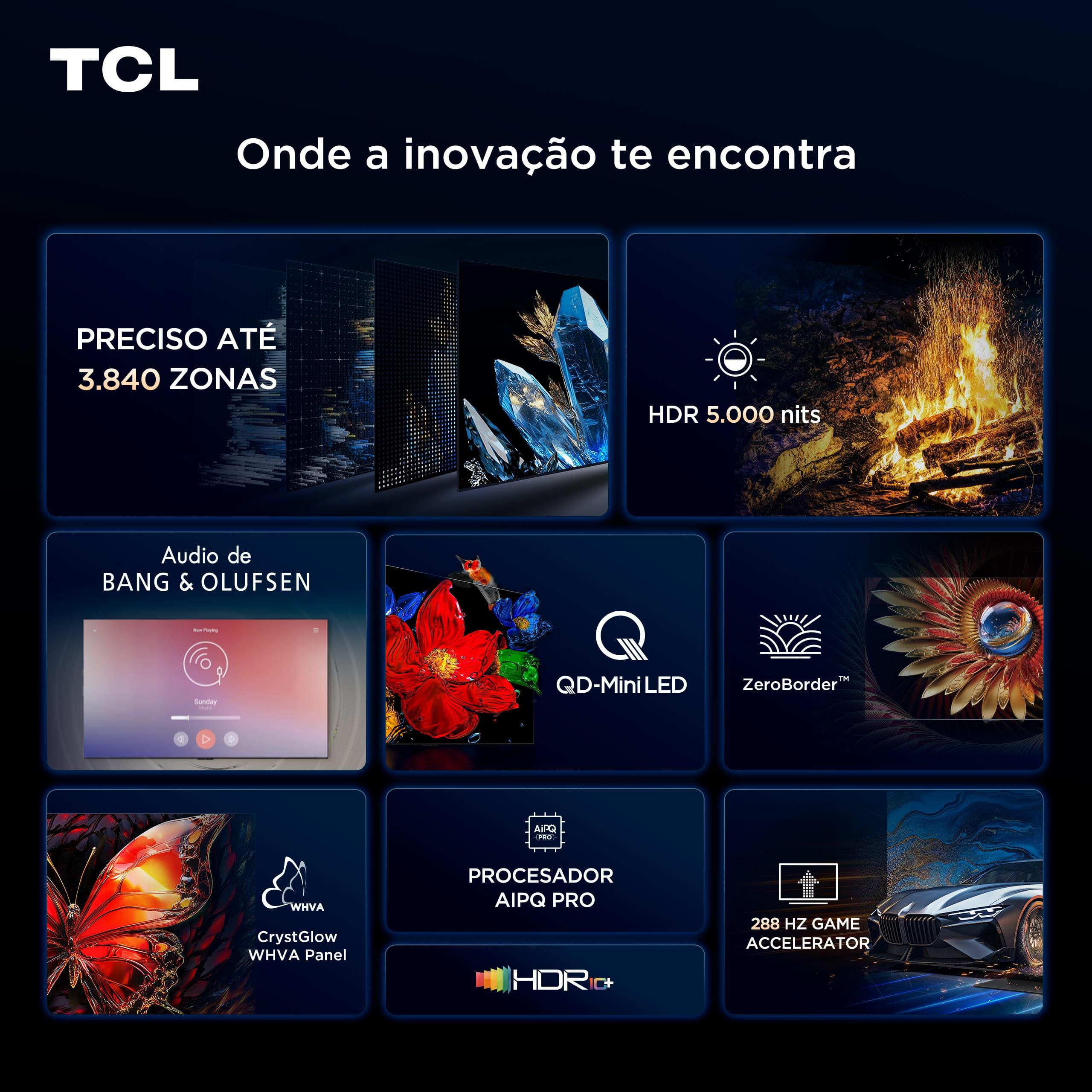 Smart TV 85” 4K TCL 85C8K QD-Mini LED 144Hz Google TV Zero Border - 2