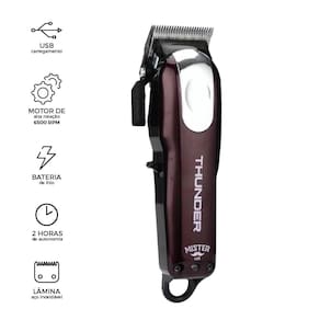 Máquina de Cortar Cabelo Mister Lizz Thunder Profissional A Bateria Lâminas Inox 6500 RPM Preto e Vinho - 2