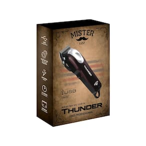 Máquina de Cortar Cabelo Mister Lizz Thunder Profissional A Bateria Lâminas Inox 6500 RPM Preto e Vinho - 3