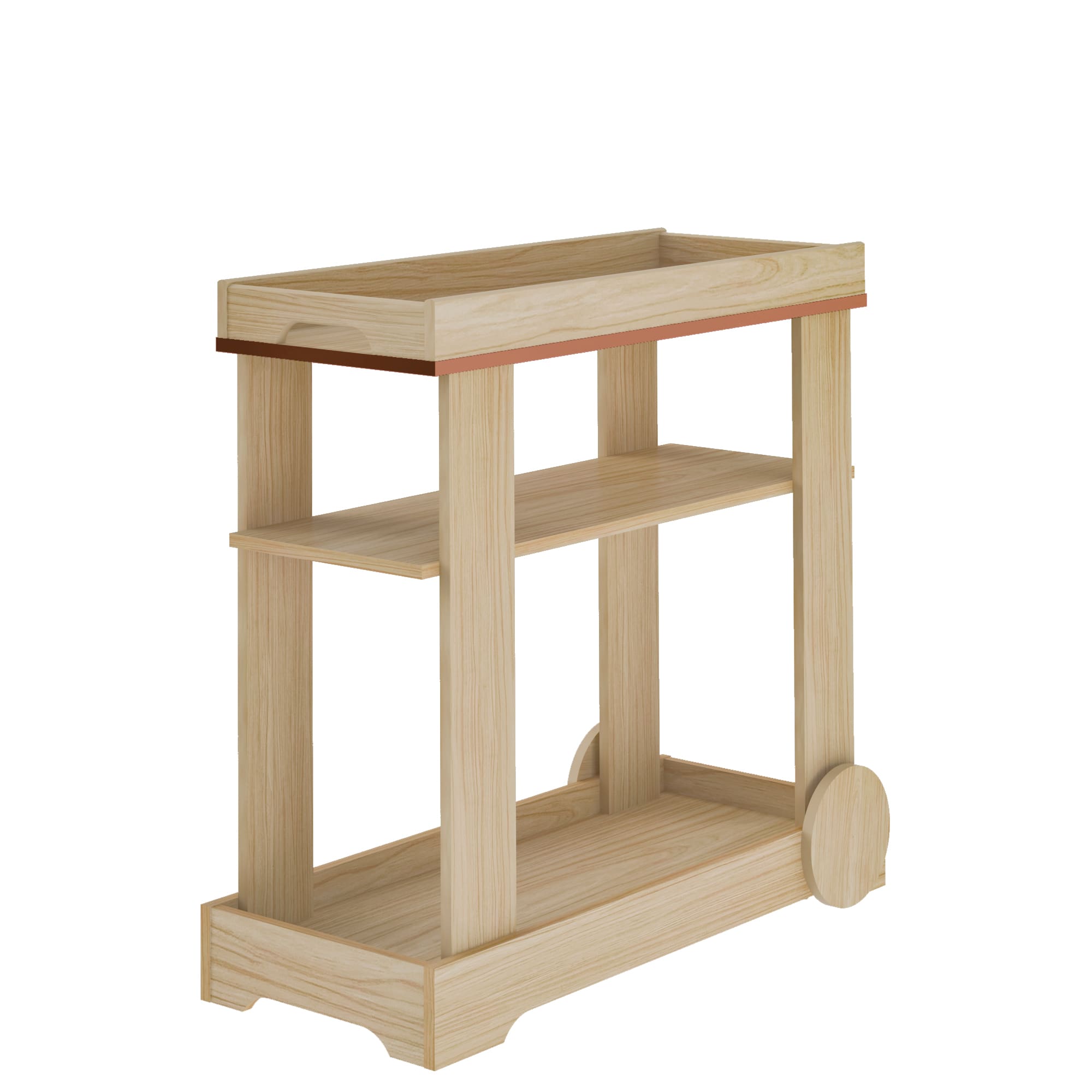 Carrinho Bar Artely Móveis Rosé 1 Prateleira Rodízios Funcionais MDF - Naturale - 2